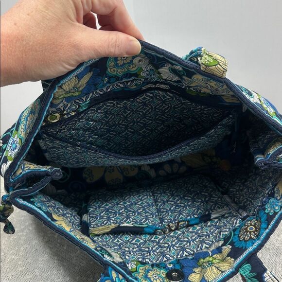 VERA BRADLEY Tie Tote Mod Floral Blue Purse Handbag - Picture 8 of 8
